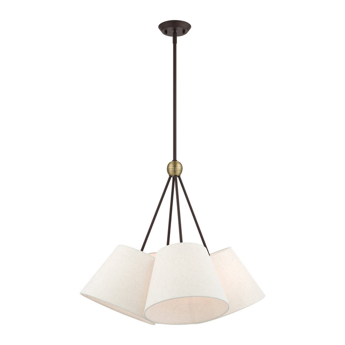 Livex Lighting 41384-07 Four Light Chandelier, Bronze w/ Antique Brasss