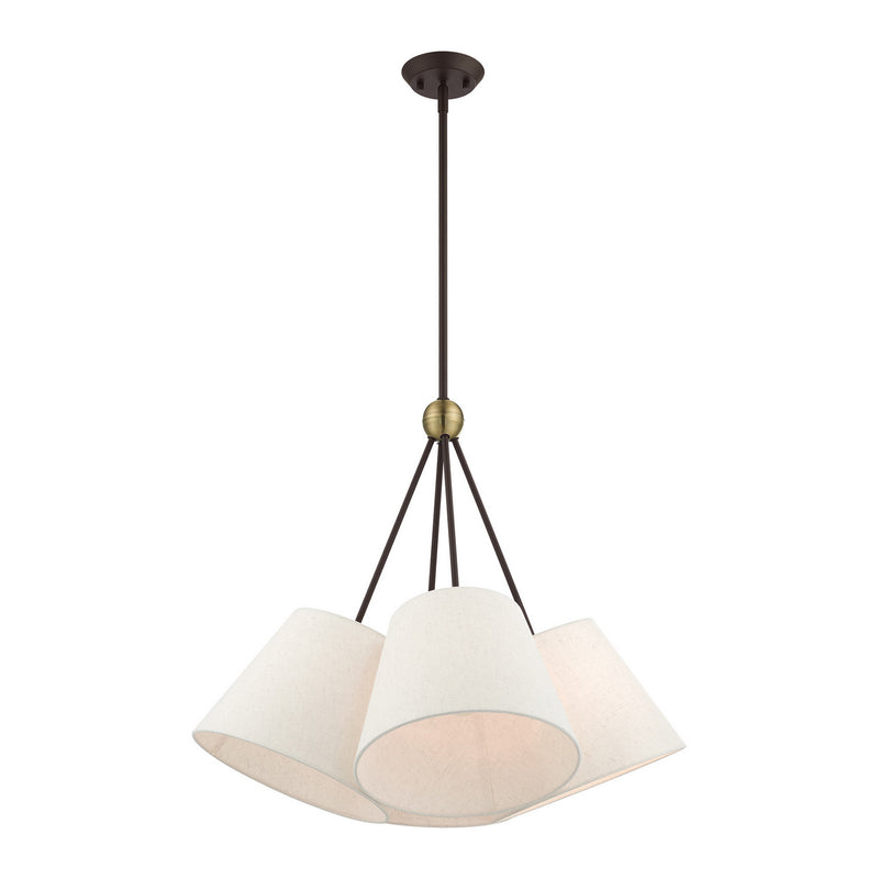 Livex Lighting 41384-07 Four Light Chandelier, Bronze w/ Antique Brasss