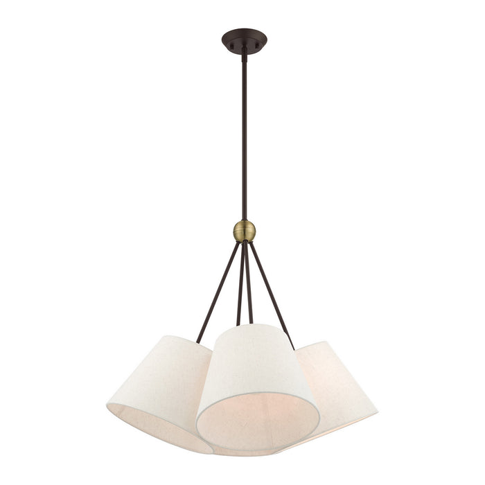 Livex Lighting 41384-07 Four Light Chandelier, Bronze w/ Antique Brasss