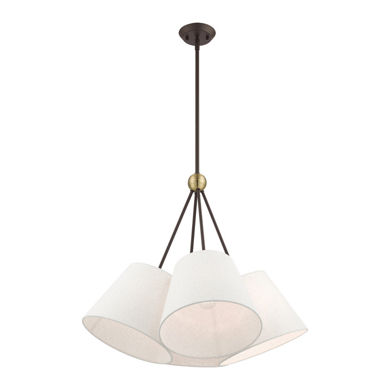 Livex Lighting 41384-07 Four Light Chandelier, Bronze w/ Antique Brasss