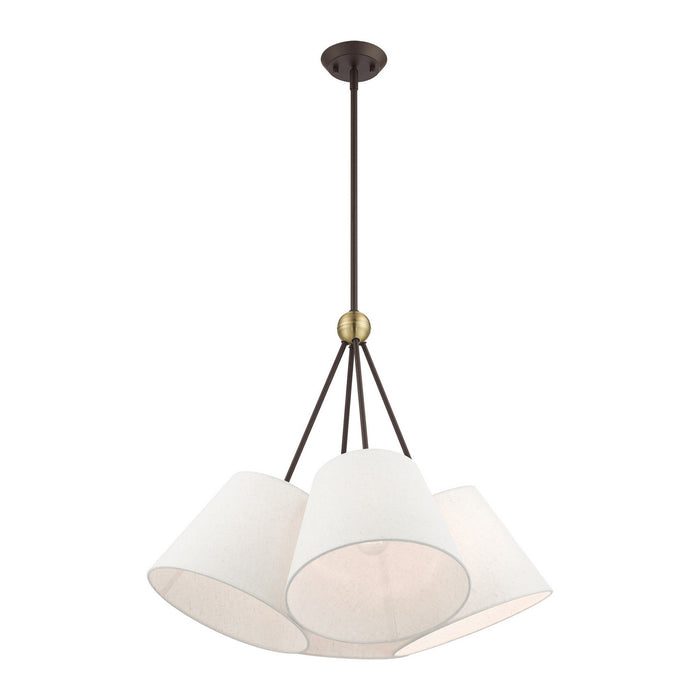 Livex Lighting 41384-07 Four Light Chandelier, Bronze w/ Antique Brasss