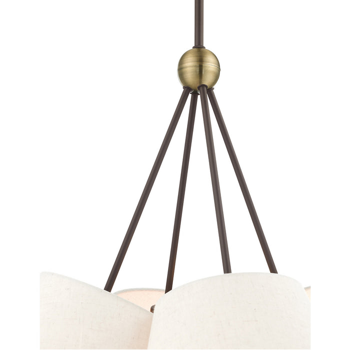 Livex Lighting 41384-07 Four Light Chandelier, Bronze w/ Antique Brasss