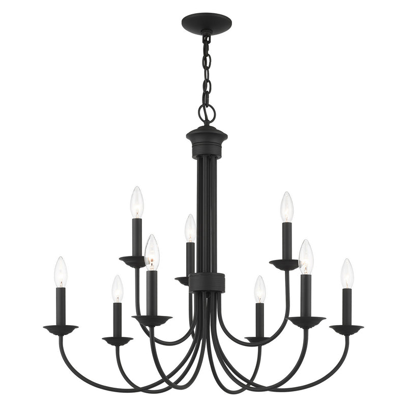 Livex Lighting 42687-04 Nine Light Chandelier, Black