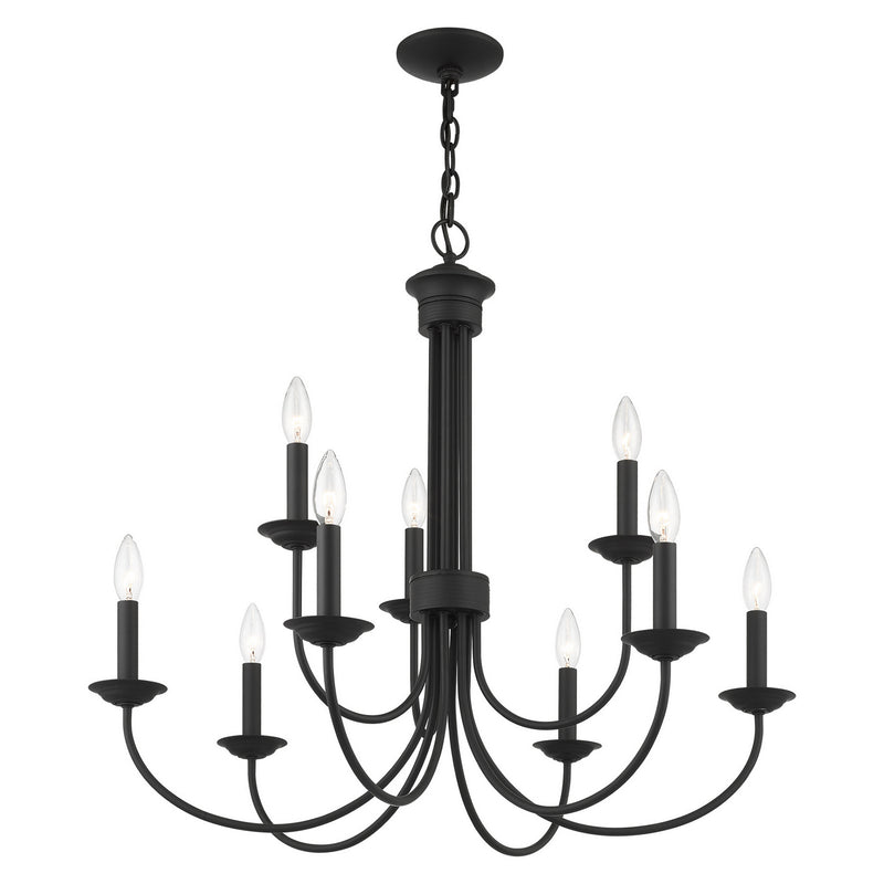 Livex Lighting 42687-04 Nine Light Chandelier, Black