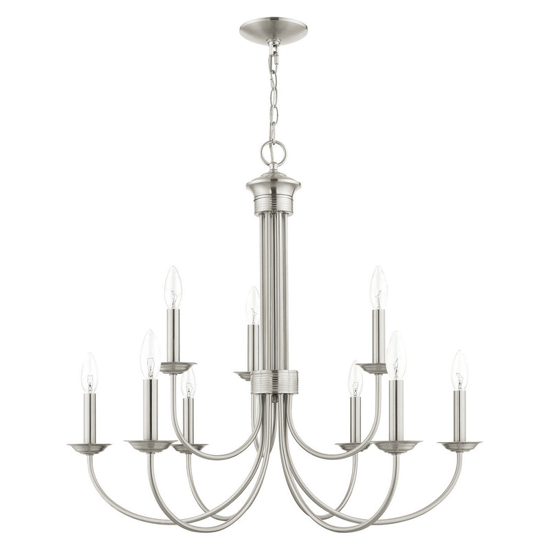Livex Lighting 42687-91 Nine Light Chandelier, Brushed Nickel