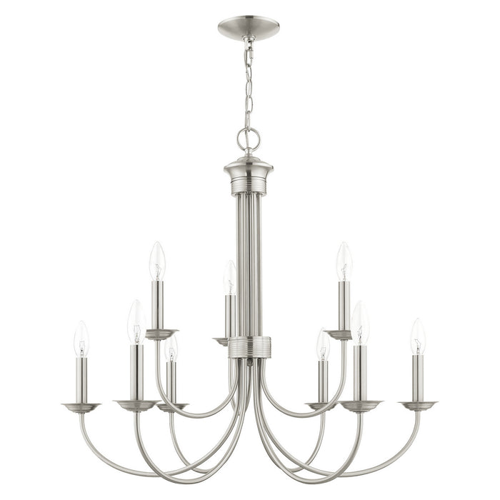 Livex Lighting 42687-91 Nine Light Chandelier, Brushed Nickel