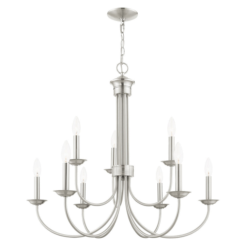 Livex Lighting 42687-91 Nine Light Chandelier, Brushed Nickel