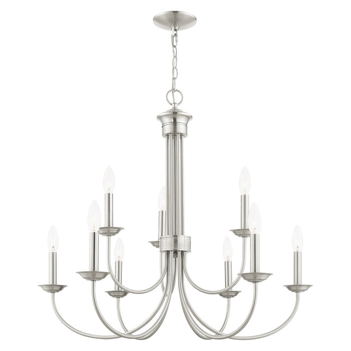 Livex Lighting 42687-91 Nine Light Chandelier, Brushed Nickel
