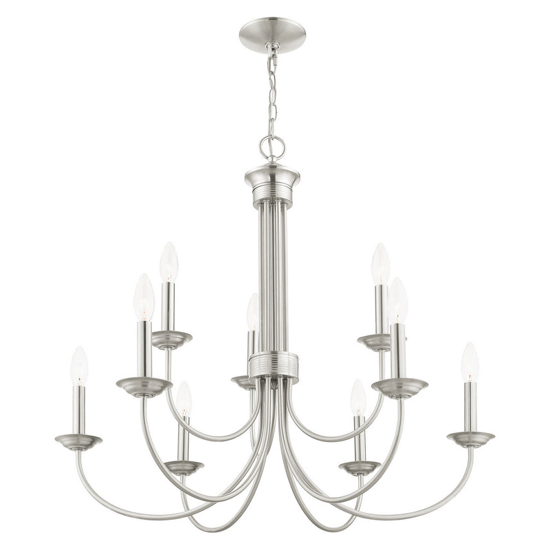 Livex Lighting 42687-91 Nine Light Chandelier, Brushed Nickel