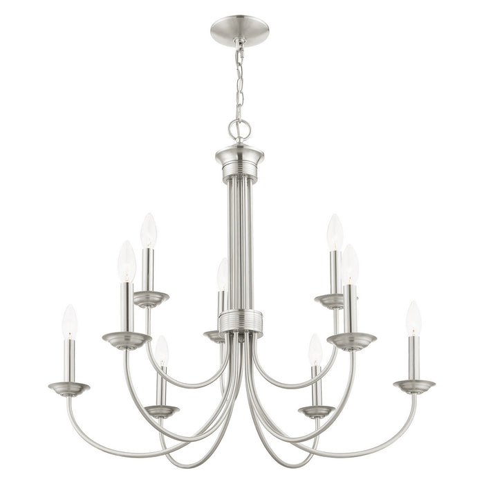 Livex Lighting 42687-91 Nine Light Chandelier, Brushed Nickel
