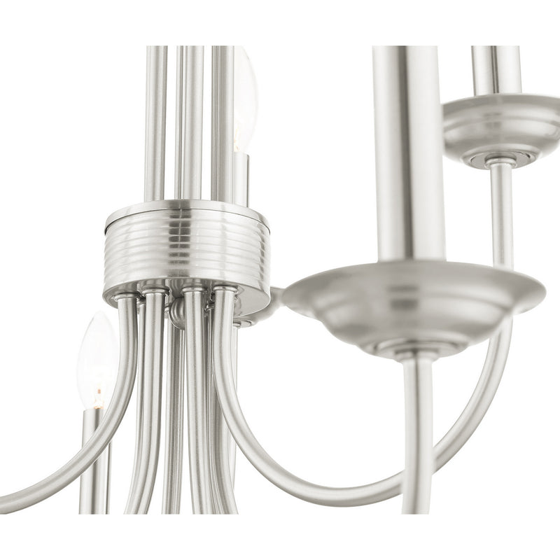 Livex Lighting 42687-91 Nine Light Chandelier, Brushed Nickel
