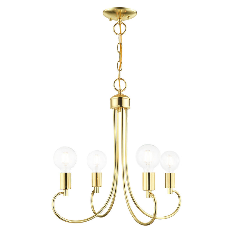 Livex Lighting 42924-02 Four Light Chandelier, Polished Brass