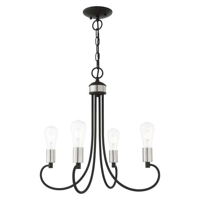 Livex Lighting 42924-04 Four Light Chandelier, Black w/ Brushed Nickels
