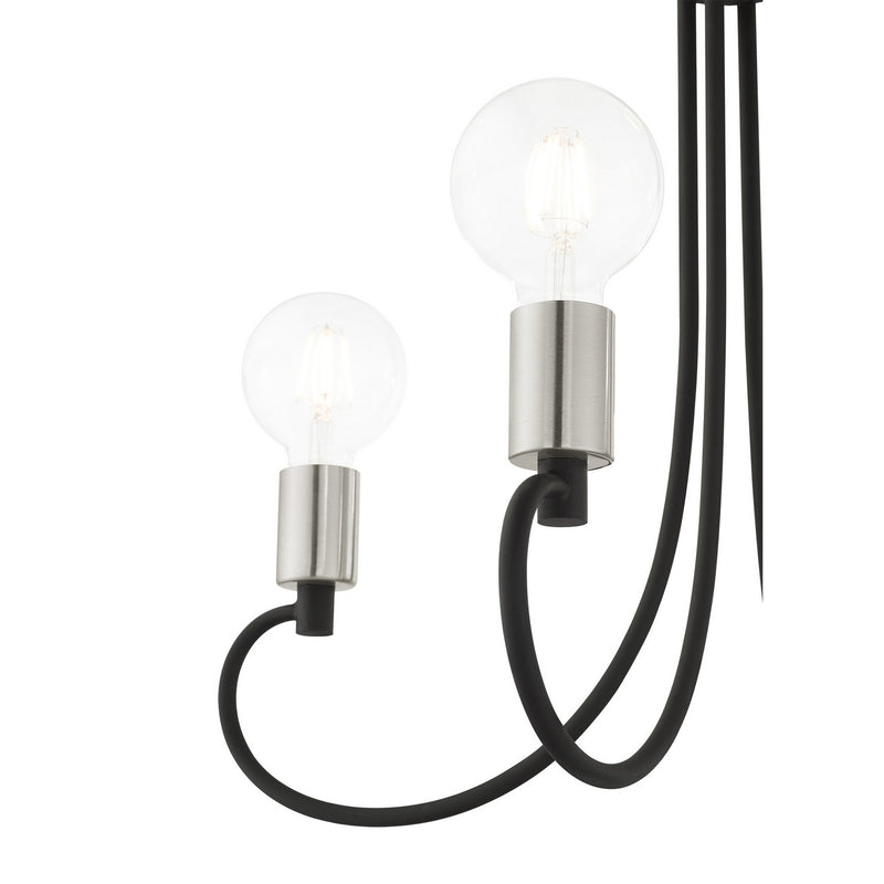Livex Lighting 42924-04 Four Light Chandelier, Black w/ Brushed Nickels