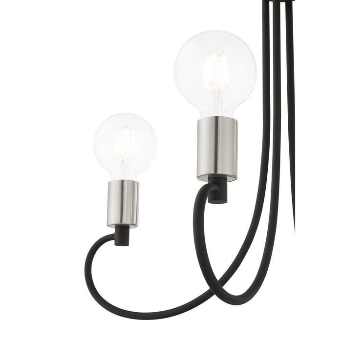 Livex Lighting 42924-04 Four Light Chandelier, Black w/ Brushed Nickels