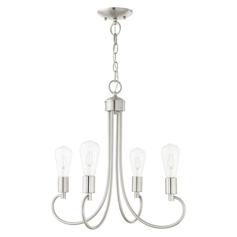 Livex Lighting 42924-91 Four Light Chandelier, Brushed Nickel