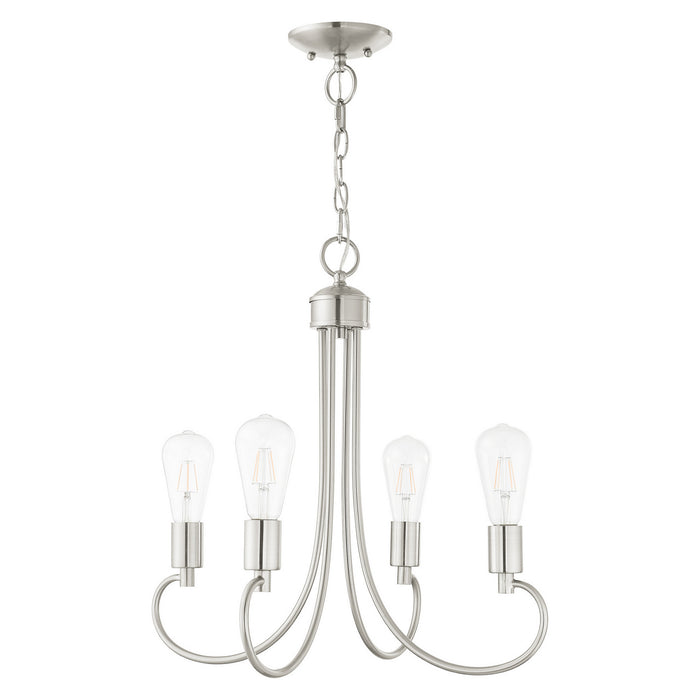 Livex Lighting 42924-91 Four Light Chandelier, Brushed Nickel