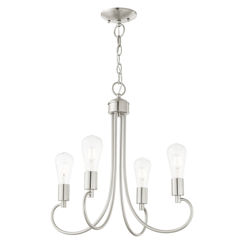 Livex Lighting 42924-91 Four Light Chandelier, Brushed Nickel