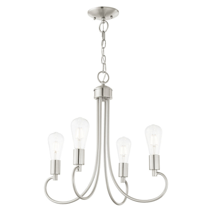 Livex Lighting 42924-91 Four Light Chandelier, Brushed Nickel