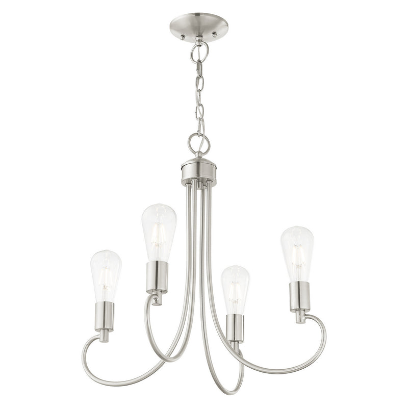Livex Lighting 42924-91 Four Light Chandelier, Brushed Nickel