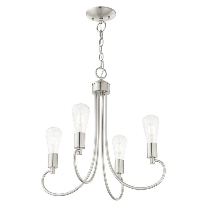 Livex Lighting 42924-91 Four Light Chandelier, Brushed Nickel