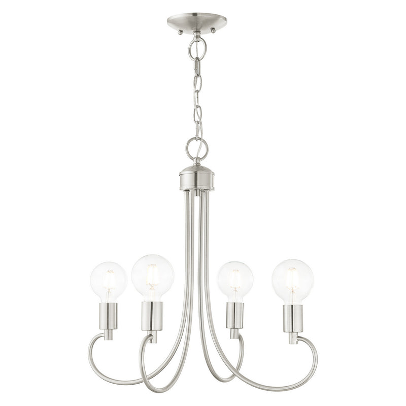 Livex Lighting 42924-91 Four Light Chandelier, Brushed Nickel