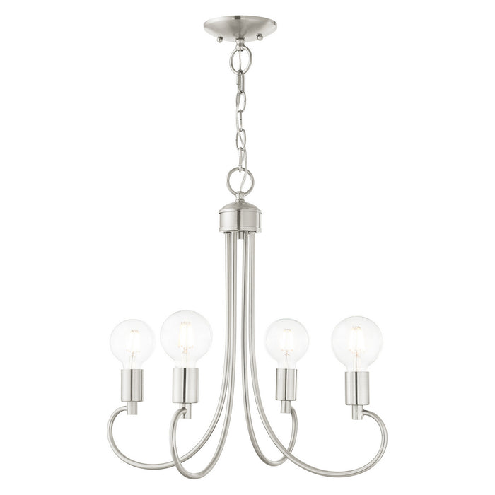 Livex Lighting 42924-91 Four Light Chandelier, Brushed Nickel