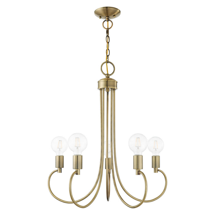 Livex Lighting 42925-01 Five Light Chandelier, Antique Brass