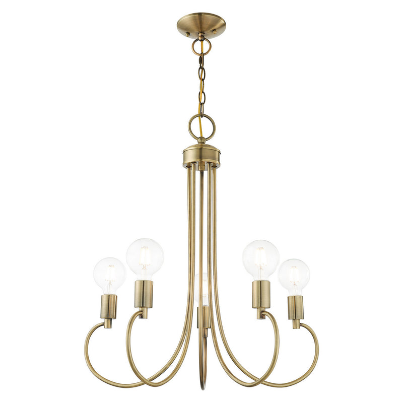 Livex Lighting 42925-01 Five Light Chandelier, Antique Brass