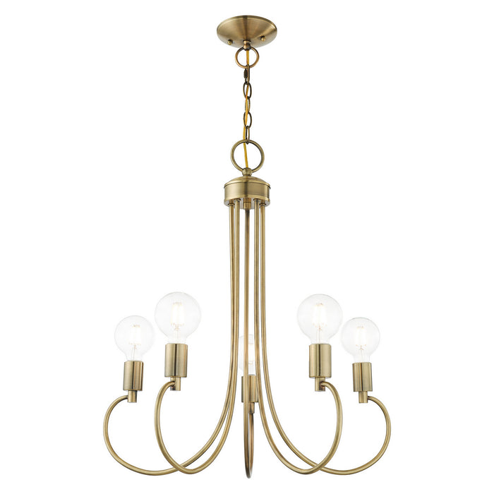Livex Lighting 42925-01 Five Light Chandelier, Antique Brass