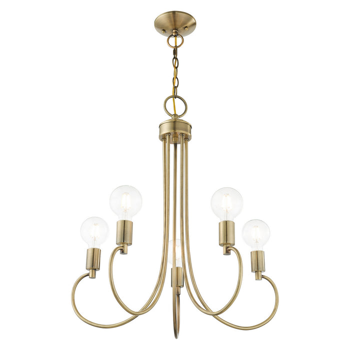 Livex Lighting 42925-01 Five Light Chandelier, Antique Brass