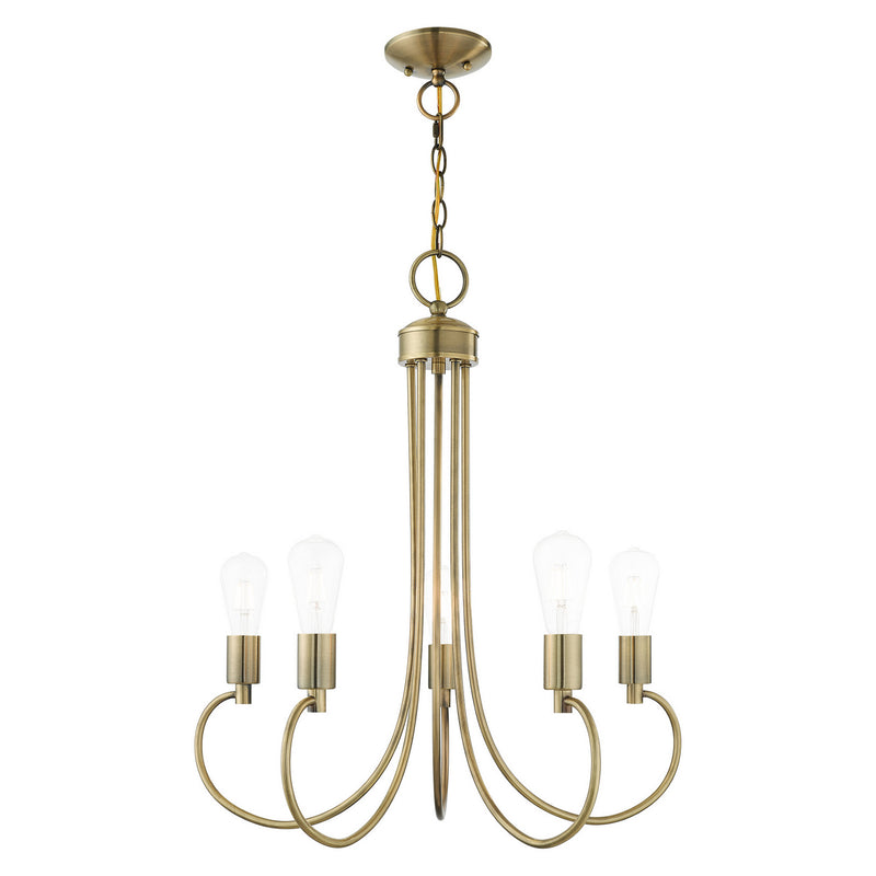 Livex Lighting 42925-01 Five Light Chandelier, Antique Brass