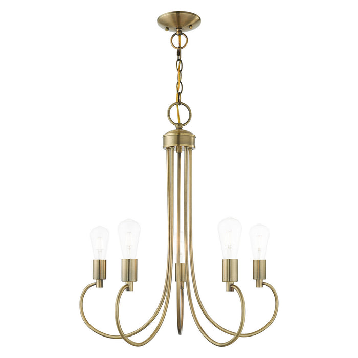 Livex Lighting 42925-01 Five Light Chandelier, Antique Brass