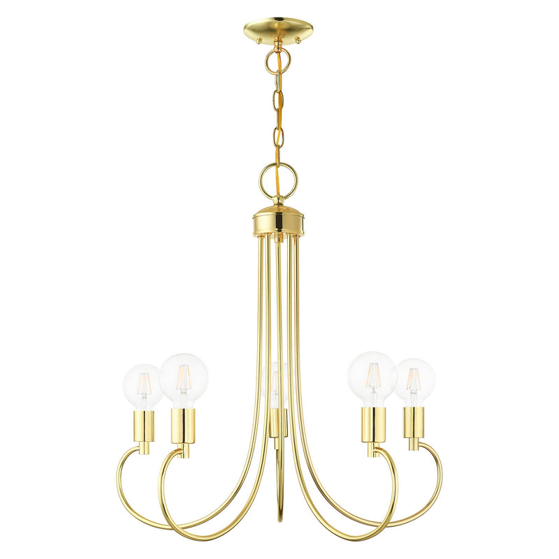 Livex Lighting 42925-02 Five Light Chandelier, Polished Brass