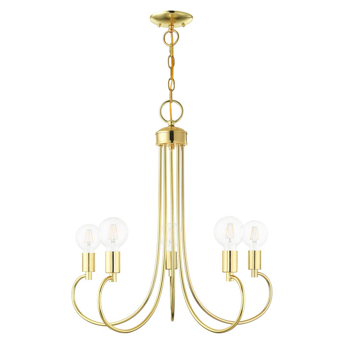 Livex Lighting 42925-02 Five Light Chandelier, Polished Brass