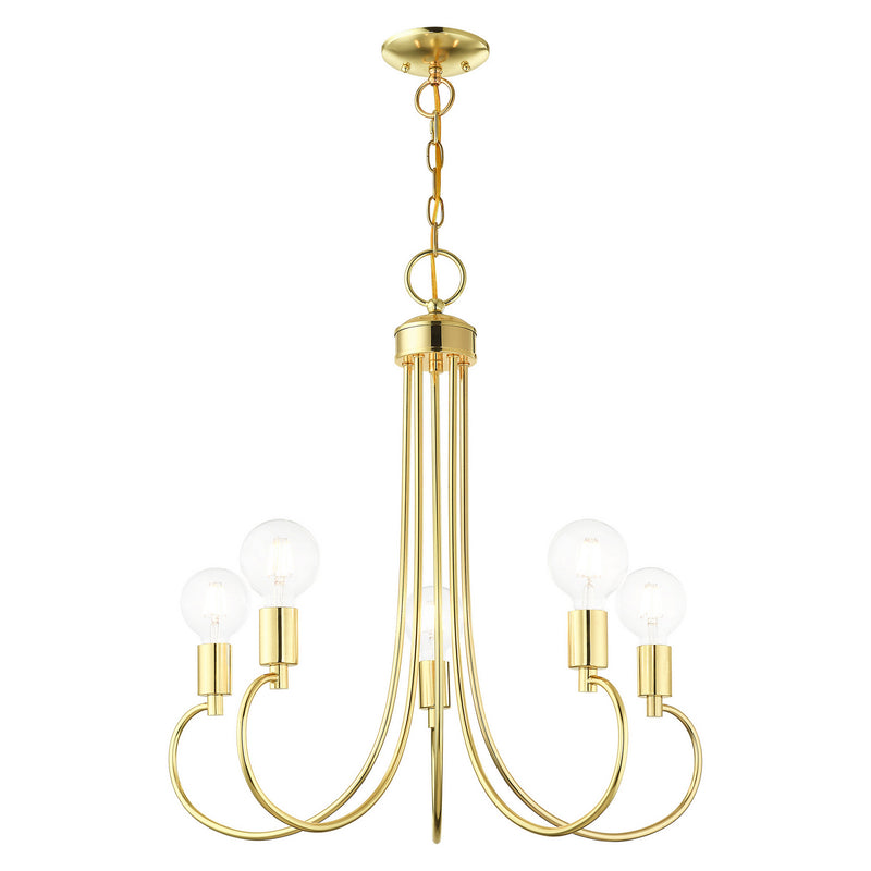 Livex Lighting 42925-02 Five Light Chandelier, Polished Brass