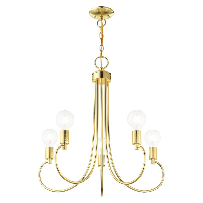 Livex Lighting 42925-02 Five Light Chandelier, Polished Brass