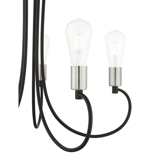 Livex Lighting 42925-04 Five Light Chandelier, Black w/ Brushed Nickels