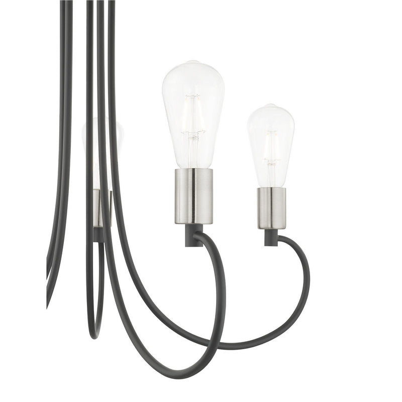 Livex Lighting 42925-76 Five Light Chandelier, Scandinavian Gray w/ Brushed Nickels