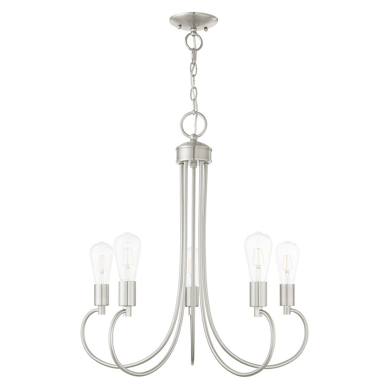 Livex Lighting 42925-91 Five Light Chandelier, Brushed Nickel
