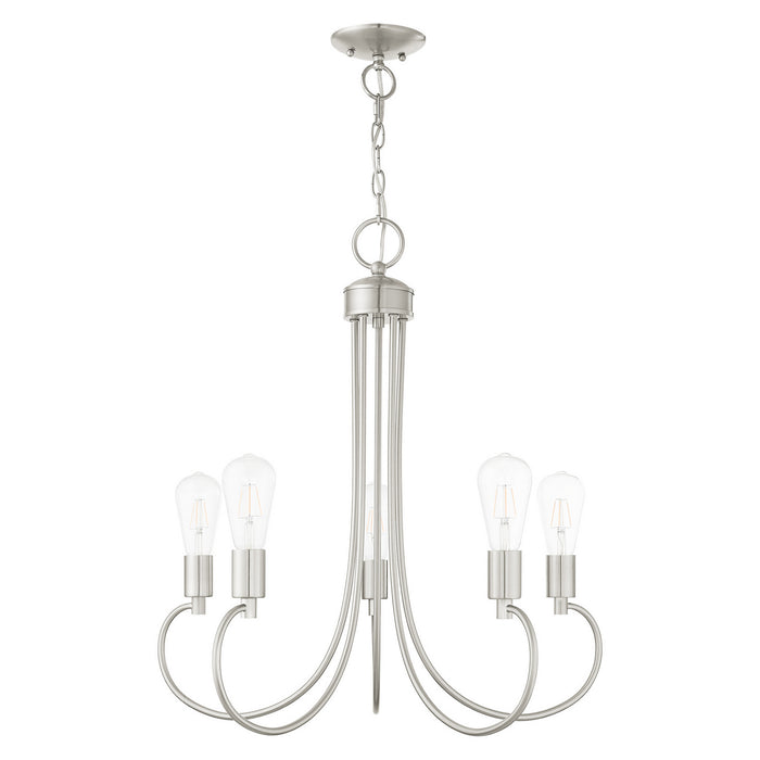 Livex Lighting 42925-91 Five Light Chandelier, Brushed Nickel