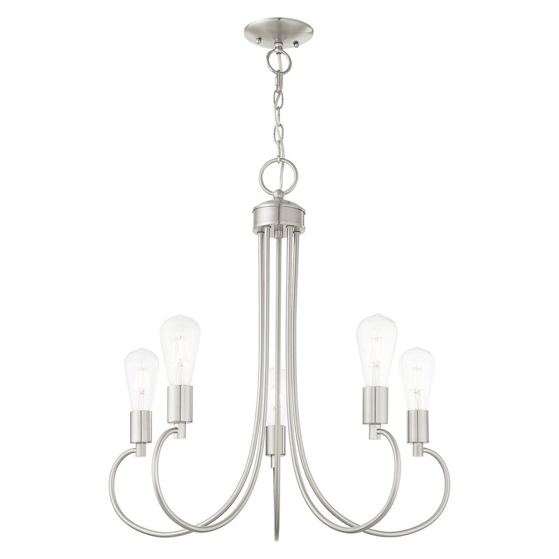 Livex Lighting 42925-91 Five Light Chandelier, Brushed Nickel