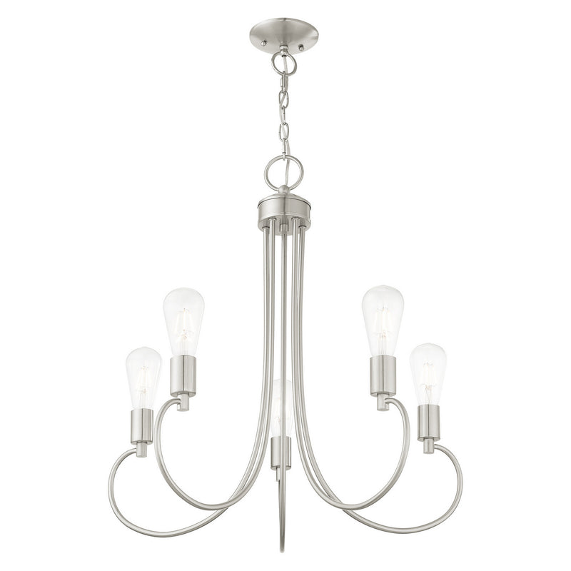 Livex Lighting 42925-91 Five Light Chandelier, Brushed Nickel