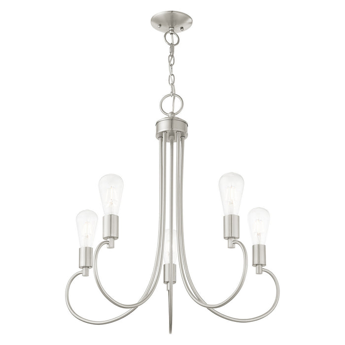 Livex Lighting 42925-91 Five Light Chandelier, Brushed Nickel