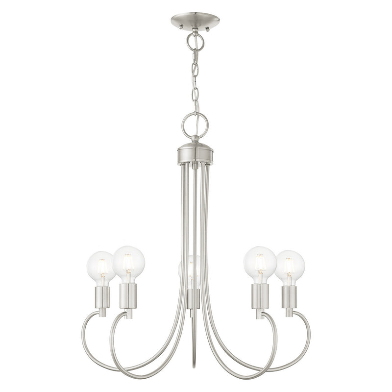 Livex Lighting 42925-91 Five Light Chandelier, Brushed Nickel