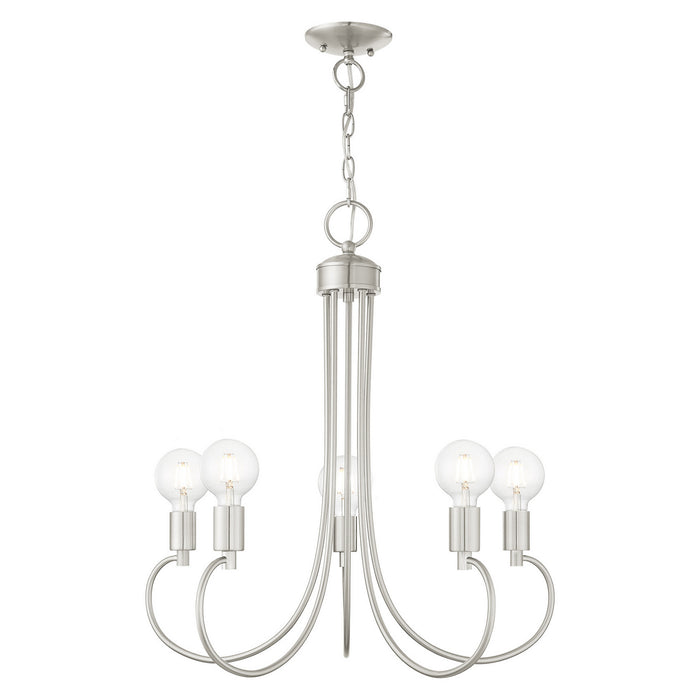 Livex Lighting 42925-91 Five Light Chandelier, Brushed Nickel