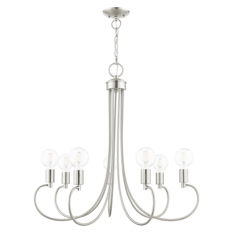 Livex Lighting 42927-91 Seven Light Chandelier, Brushed Nickel