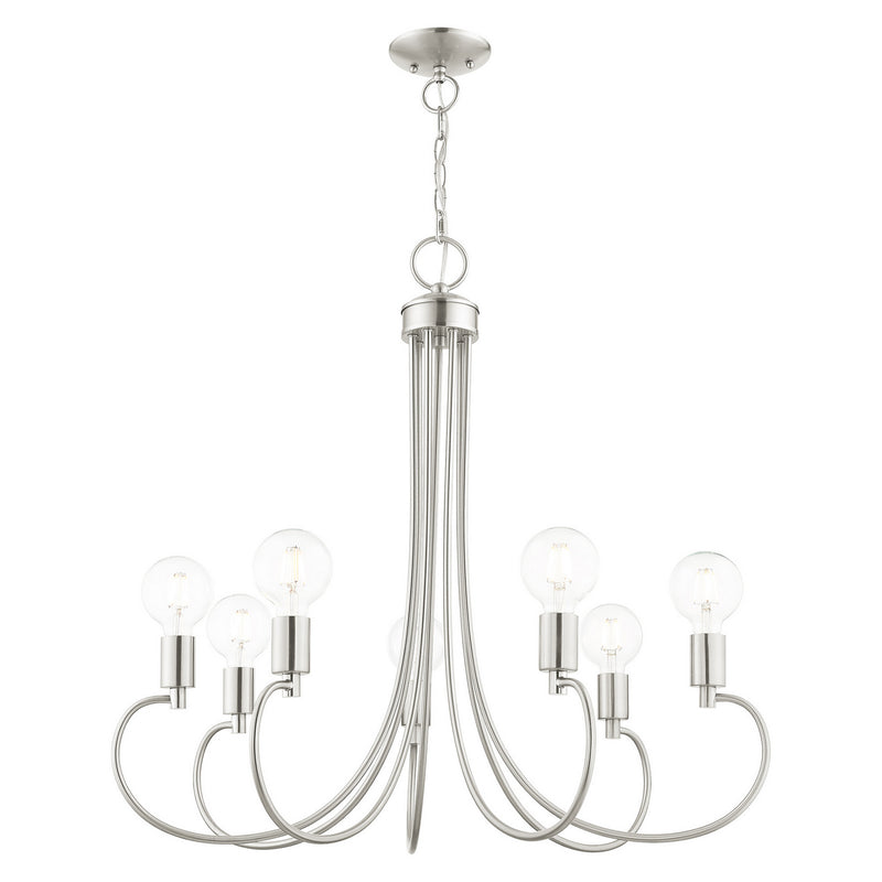 Livex Lighting 42927-91 Seven Light Chandelier, Brushed Nickel