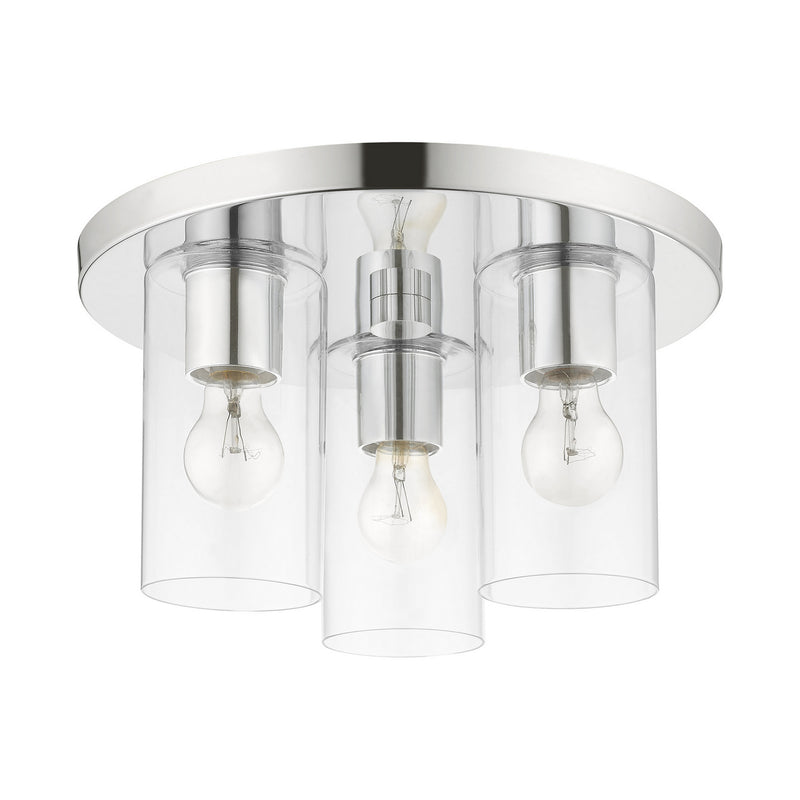 Livex Lighting 45472-05 Three Light Flush Mount, Polished Chrome