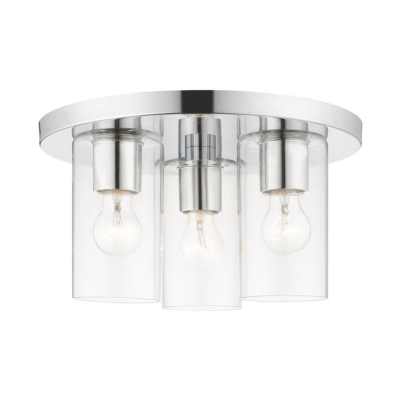 Livex Lighting 45472-05 Three Light Flush Mount, Polished Chrome